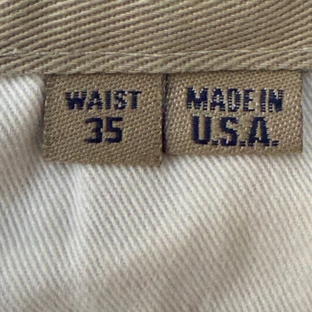 Bills Khakis M1 Pleated Trousers Mens 35 Khaki Tan Cotton Made in USA Cuffed - Picture 11 of 15